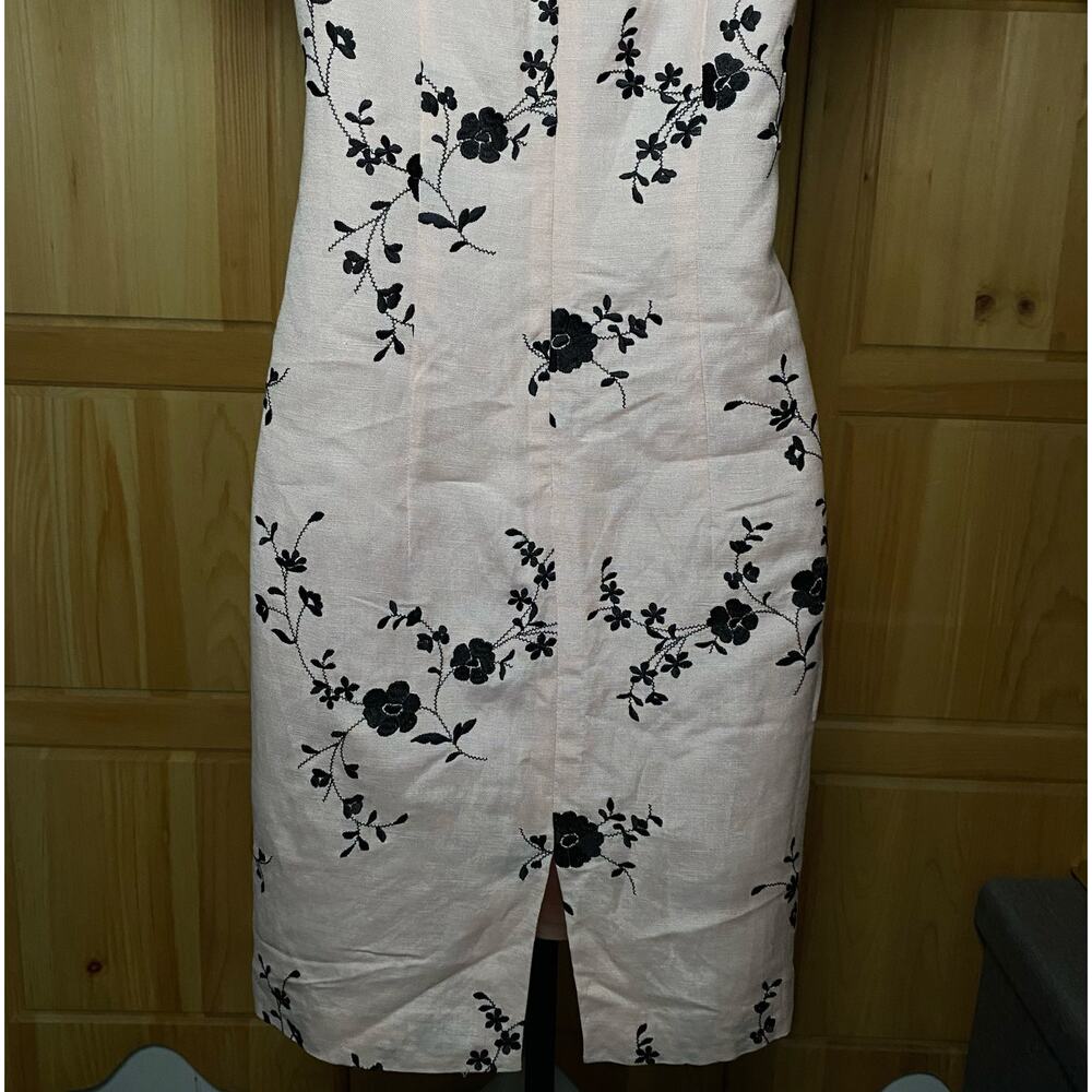 Vintage Romantic Floral Embroidered Coquette Pastel Dusty Pink Soft Midi Dress - Picture 9 of 13